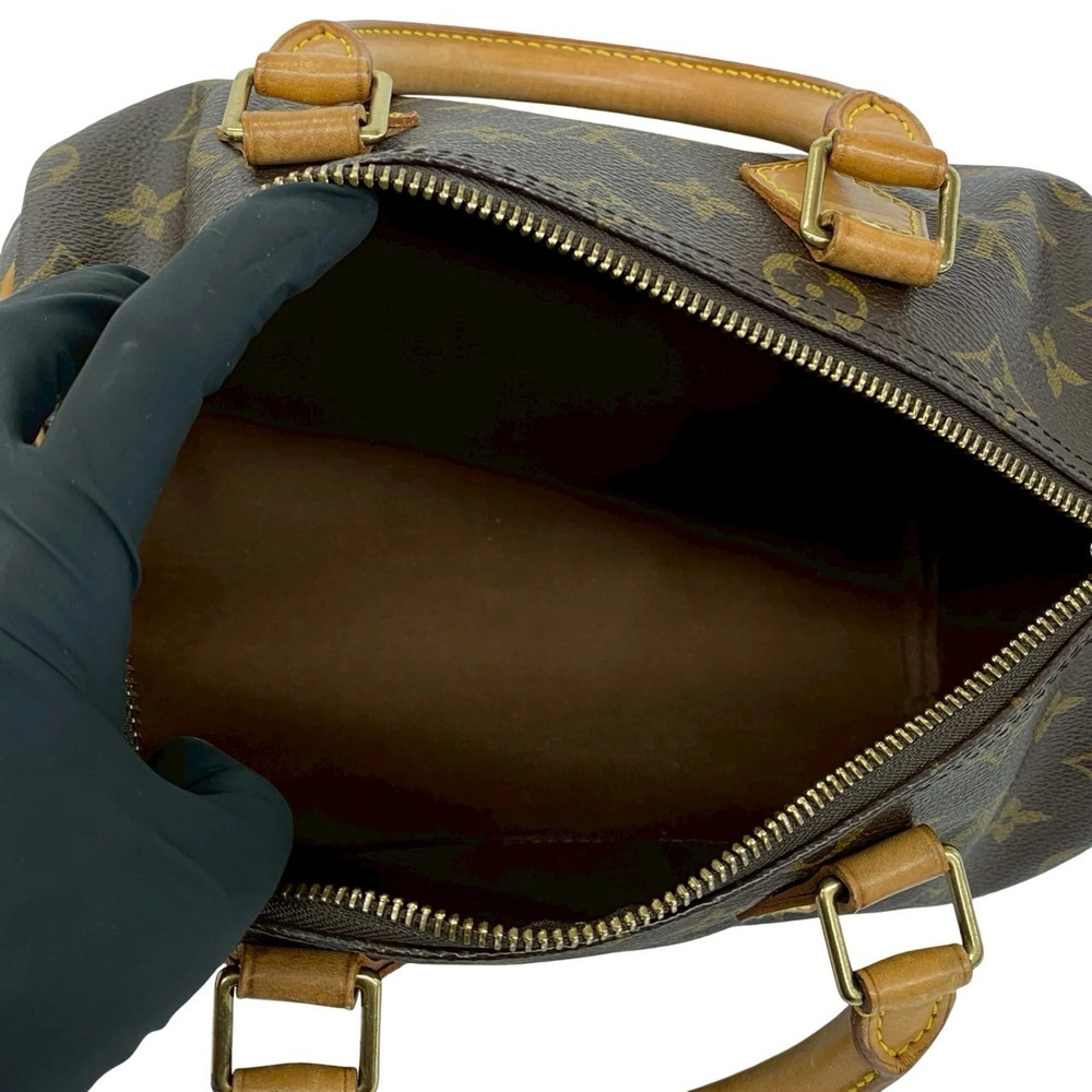 LOUIS VUITTON Vintage Brown Monogram Leather Speedy 25 Boston Bag - Picture 9 of 10